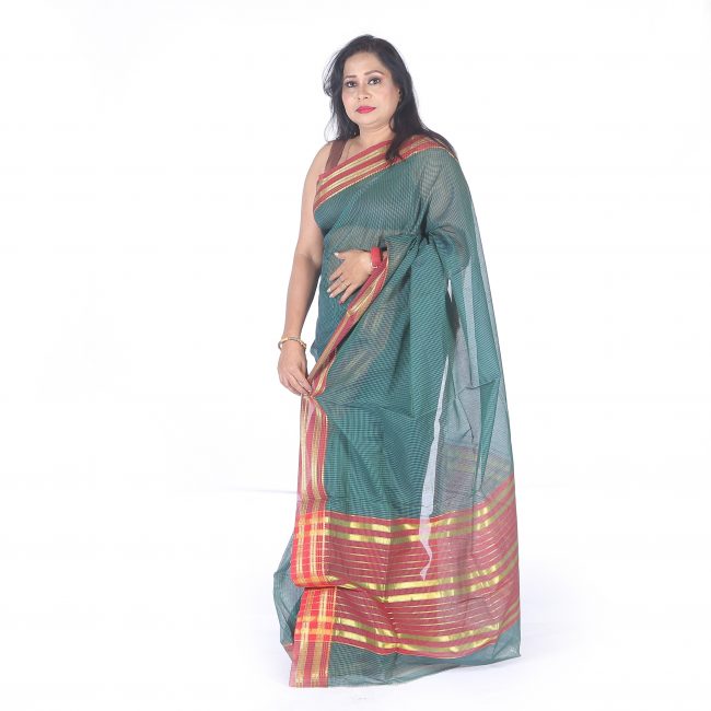 Handwoven Multicolor Cotton Check Border Saree