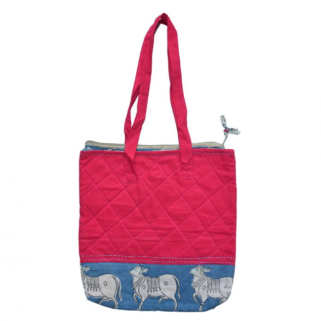 Handcrafted Cotton Dark Pink Jhola Bag