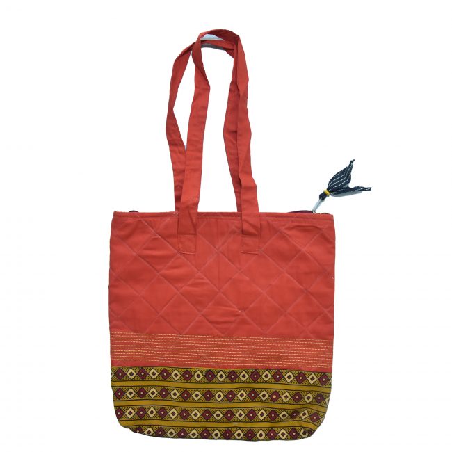 Handcrafted Cotton Orange Jhola Bag