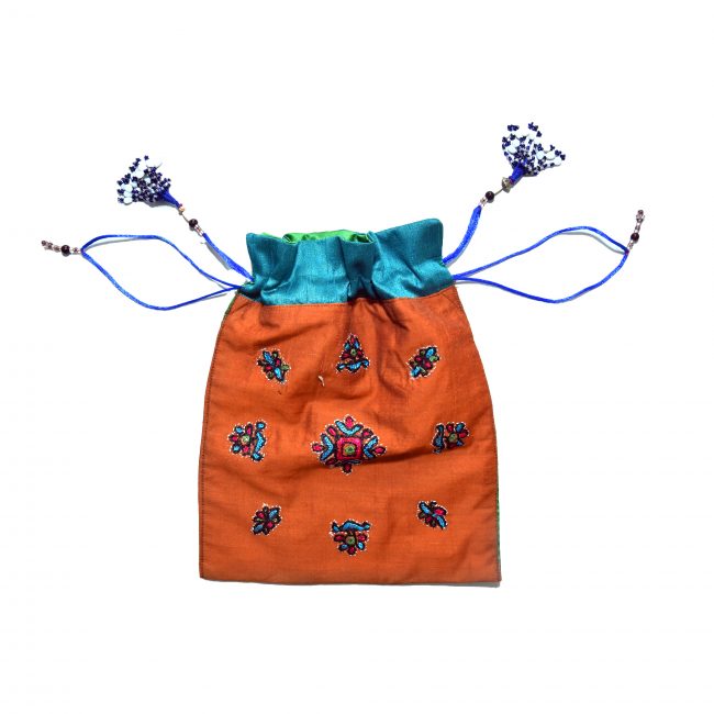 Handcrafted Silk Fabric Orange Purse (Batwa)
