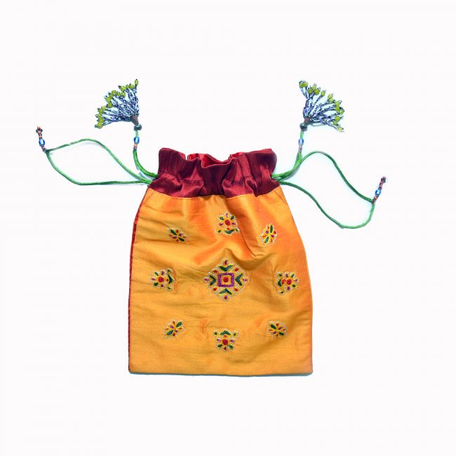 Handcrafted Silk Fabric Yellow Purse (Batwa)