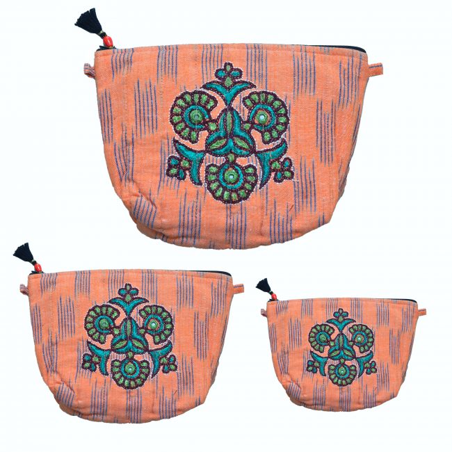Handcrafted Cotton And Sponge Orange Travelling Kit