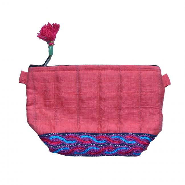 Handcrafted Silk Fabric Light Pink Pouch Medicine