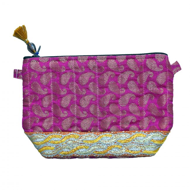 Handcrafted Silk Fabric Pink Pouch Medicine