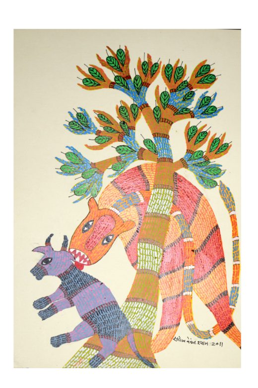 Handcrafted Gond Paper Multicolor Painting