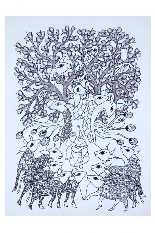 Handcrafted Gond Paper Multicolor Painting