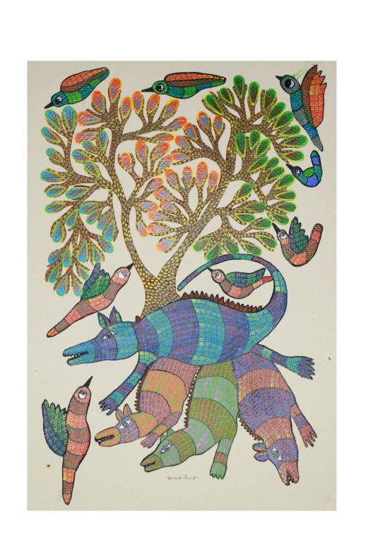 Handcrafted Gond Paper Multicolor Painting