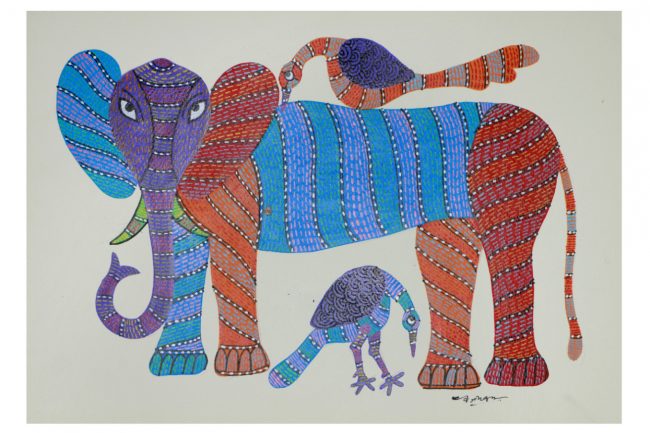 Handcrafted Gond Paper Multicolor Painting