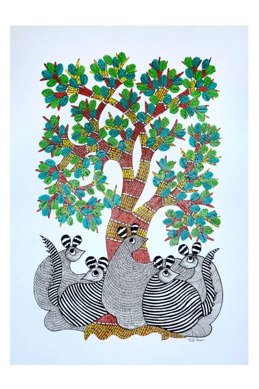 Handcrafted Gond Paper Multicolor Painting