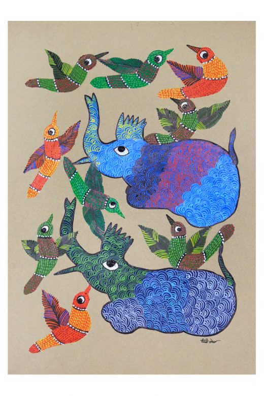 Handcrafted Gond Paper Multicolor Painting