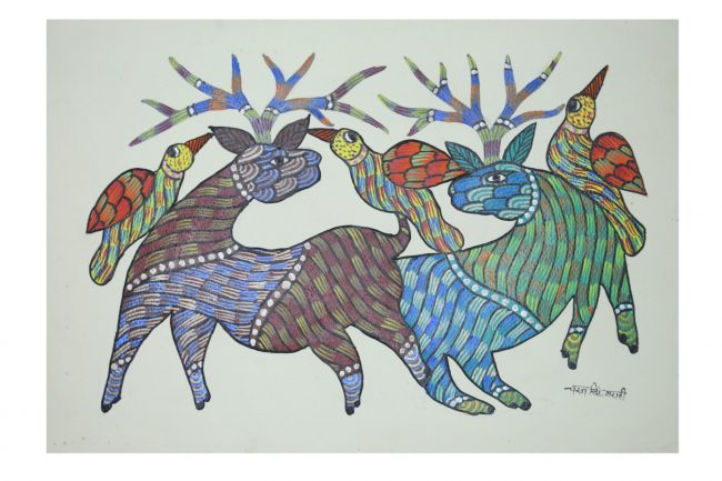 Handcrafted Gond Paper Multicolor Painting