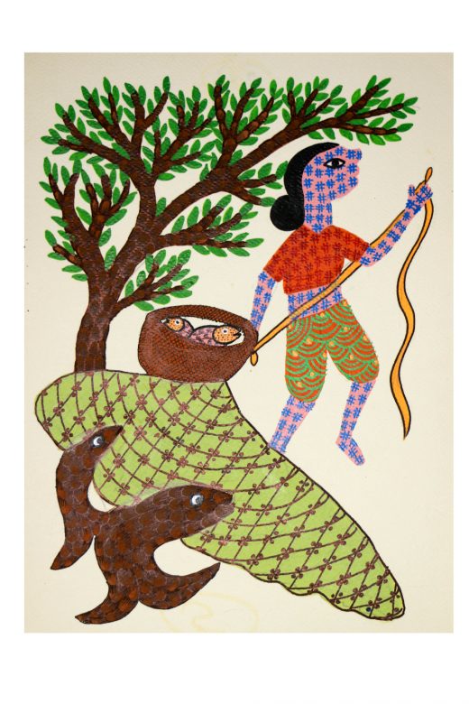 Handcrafted Gond Paper Multicolor Painting