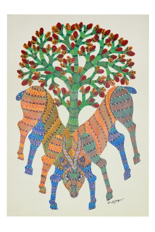 Handcrafted Gond Paper Multicolor Painting