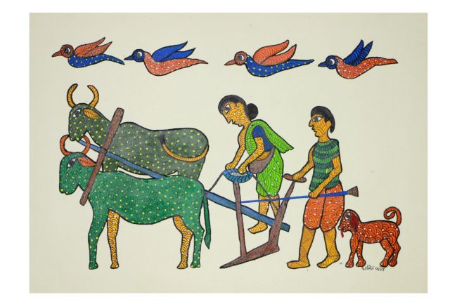 Handcrafted Gond Paper Multicolor Painting