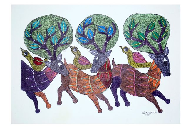 Handcrafted Gond Paper Multicolor Painting