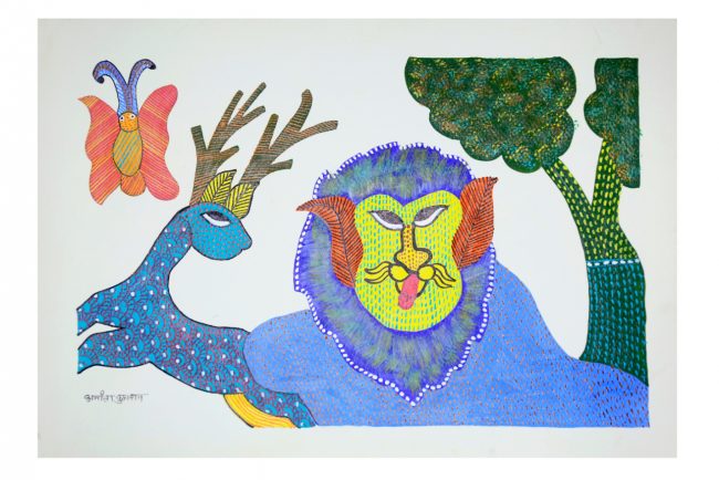 Handcrafted Gond Paper Multicolor Painting