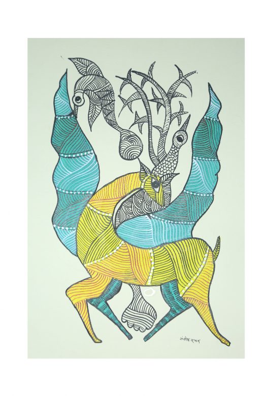 Handcrafted Gond Paper Multicolor Painting