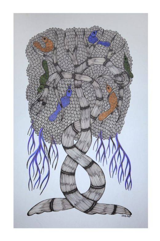 Handcrafted Gond Paper Multicolor Painting