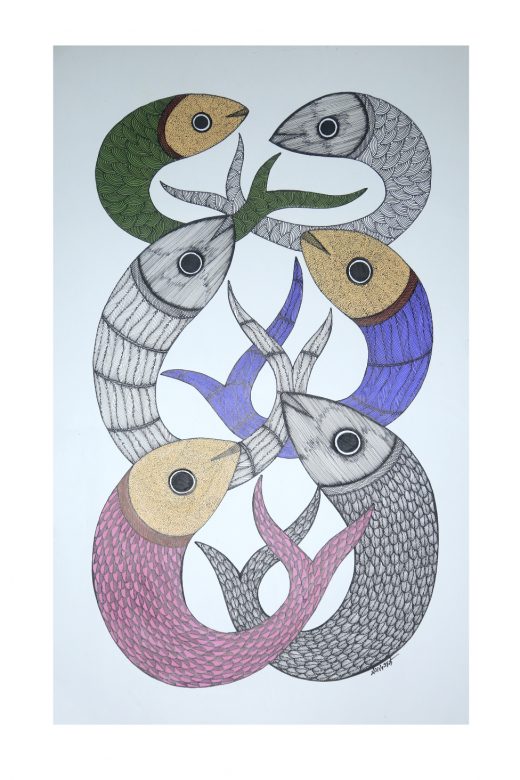 Handcrafted Gond Paper Multicolor Painting