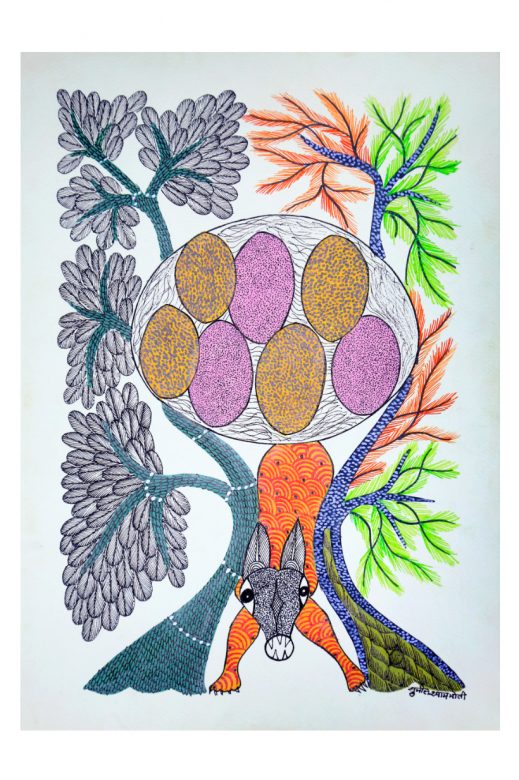 Handcrafted Gond Paper Multicolor Painting