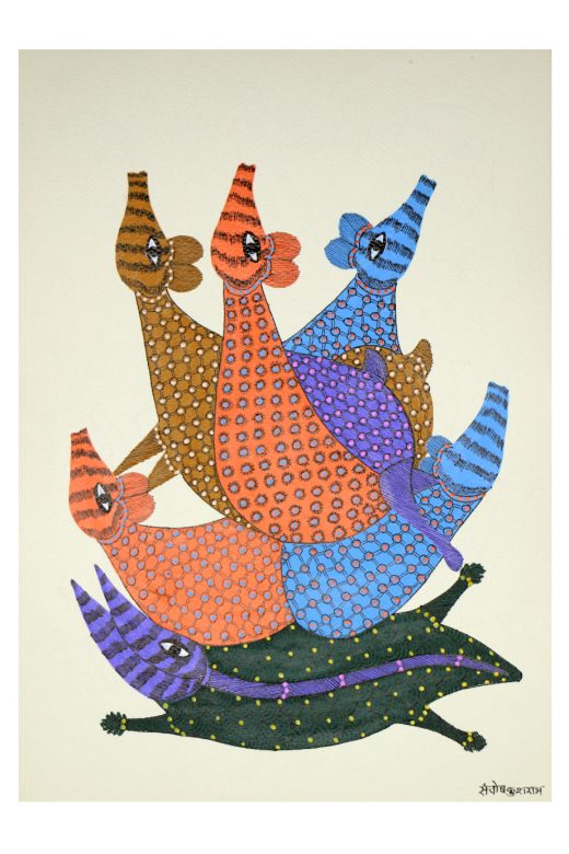 Handcrafted Gond Paper Multicolor Painting