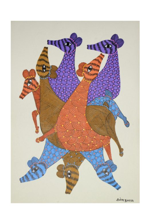 Handcrafted Gond Paper Multicolor Painting