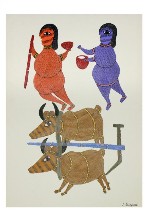 Handcrafted Gond Paper Multicolor Painting