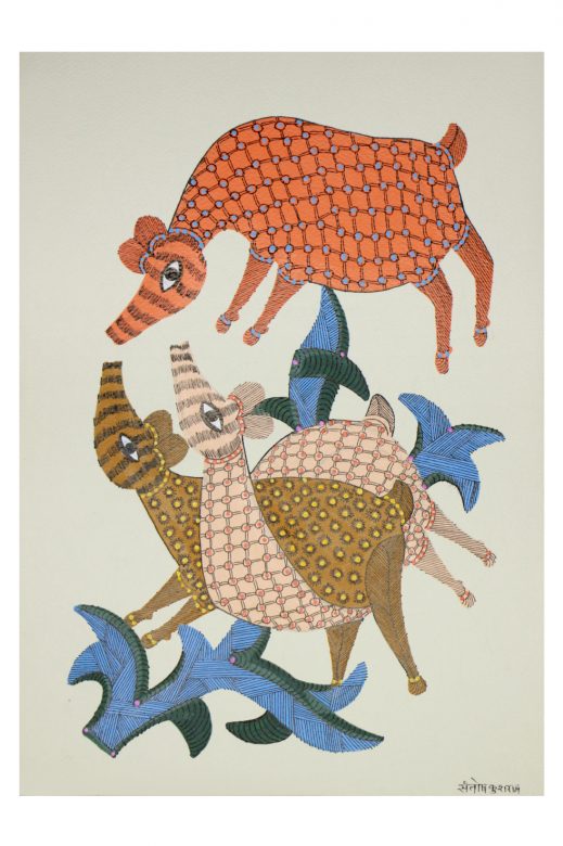 Handcrafted Gond Paper Multicolor Painting
