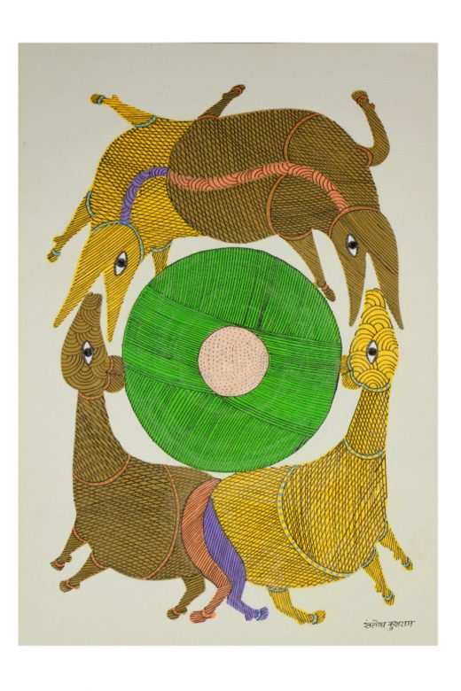 Handcrafted Gond Paper Multicolor Painting