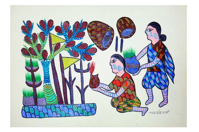Handcrafted Gond Paper Multicolor Painting