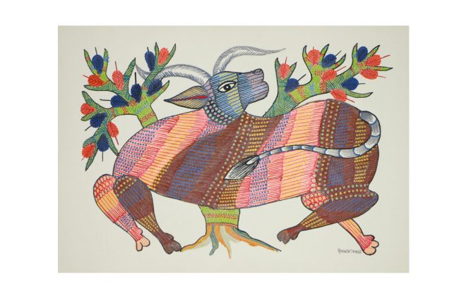 Handcrafted Gond Paper Multicolor Painting
