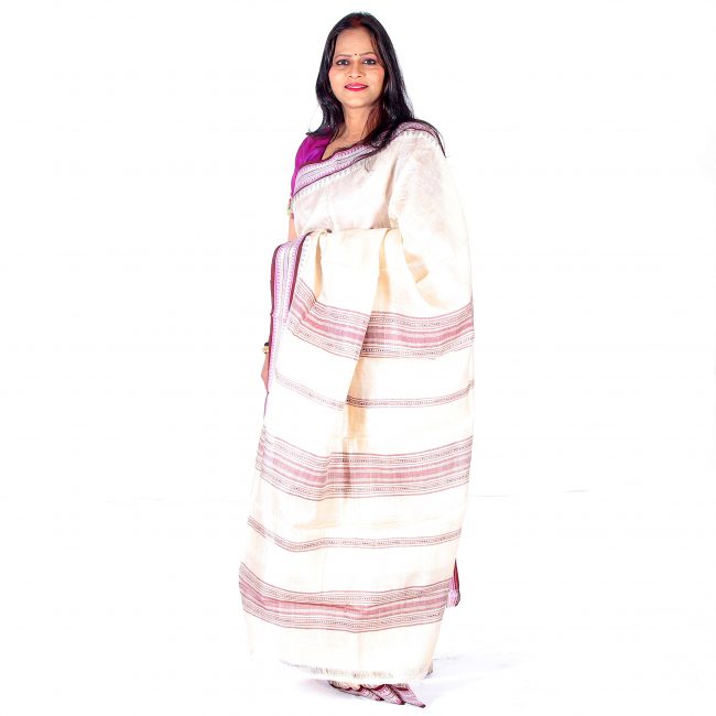 Handwoven Multicolor Tussar Silk Karwati Saree
