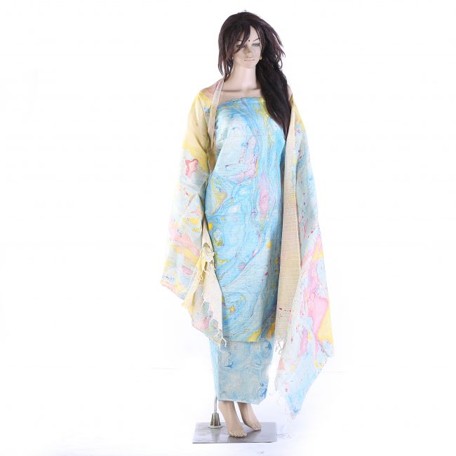 Handwoven Multicolor Khadi 3 Piece Suit