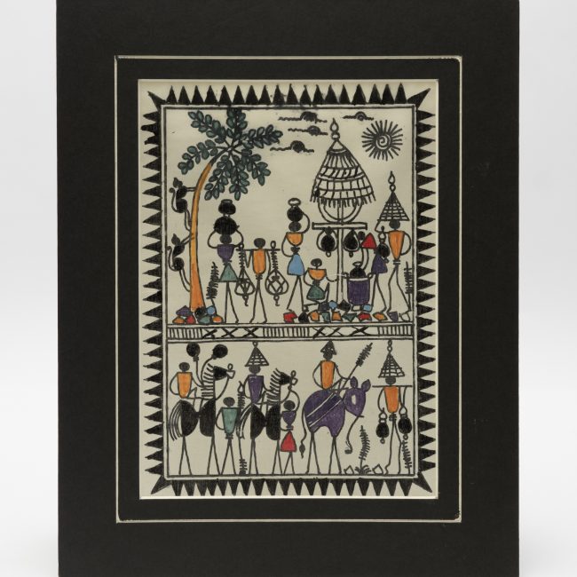 Handmade Muticolor Saura Painting Mount