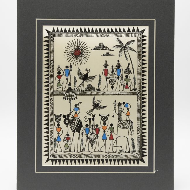 Handmade Muticolor Saura Painting Mount