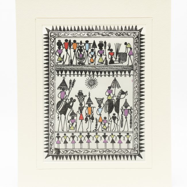 Handmade Muticolor Saura Painting Mount