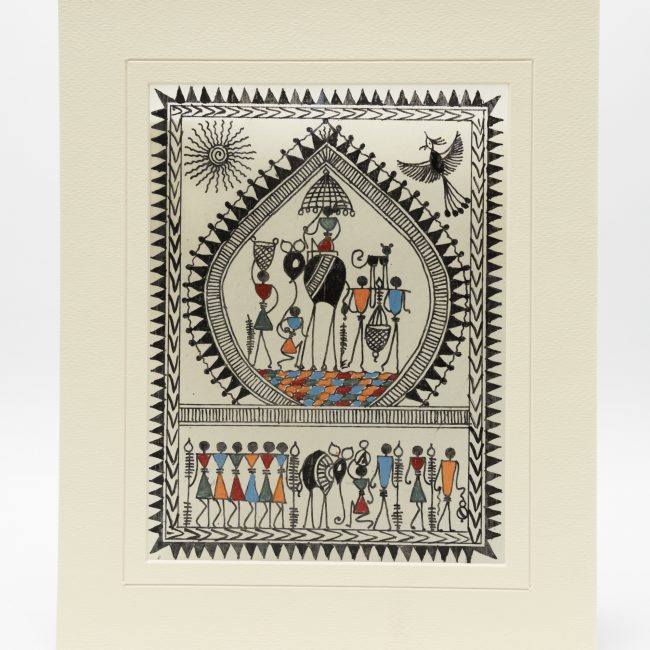 Handmade Muticolor Saura Painting Mount