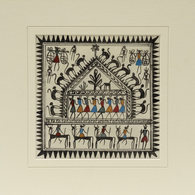 Handmade Muticolor Saura Painting Mount