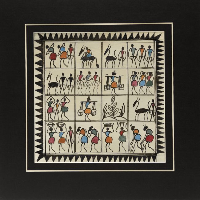 Handmade Muticolor Saura Painting Mount