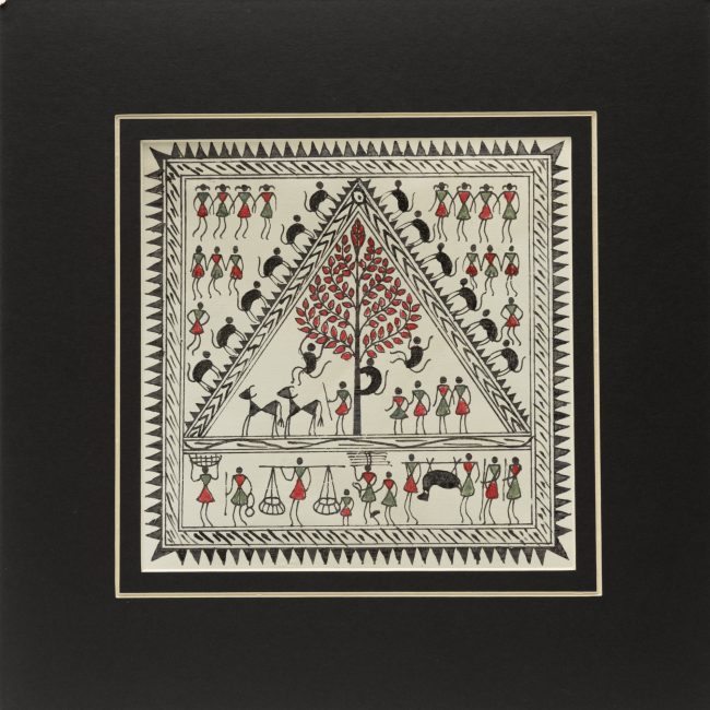 Handmade Muticolor Saura Painting Mount