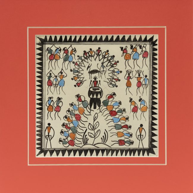 Handmade Muticolor Saura Painting Mount