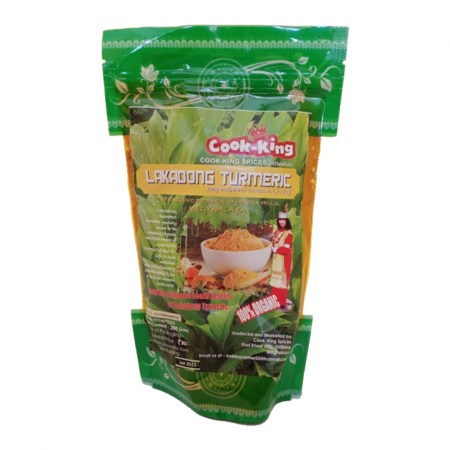Cook King Pure Organic Lakadong Turmeric 7-12% Curcumin Level (200 Grams)