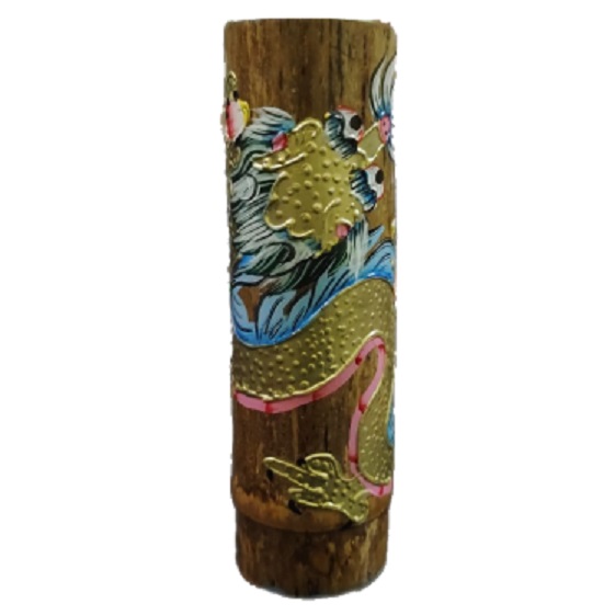 Handmade Bamboo Traditional Dragon Design Flower Vase (Medium size)