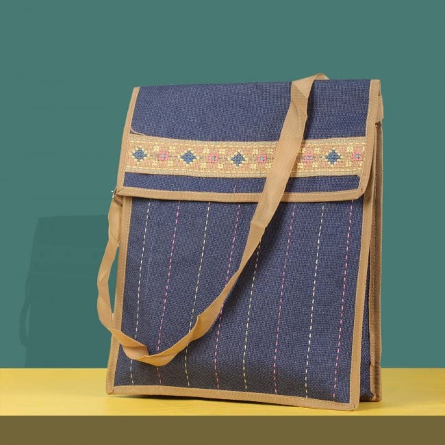 Handmade Jute Crossbody Bag - Blue