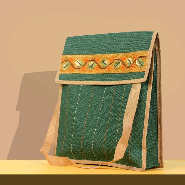Handmade Jute Crossbody Bag - Green