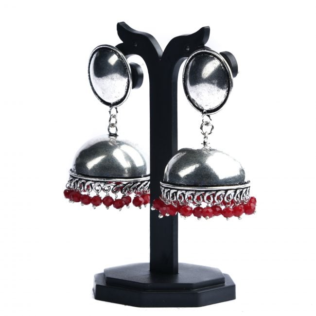 Tribes India Handcrafted Grey Metal Jhembo Jhumka Earring (MULTI-COLOR)