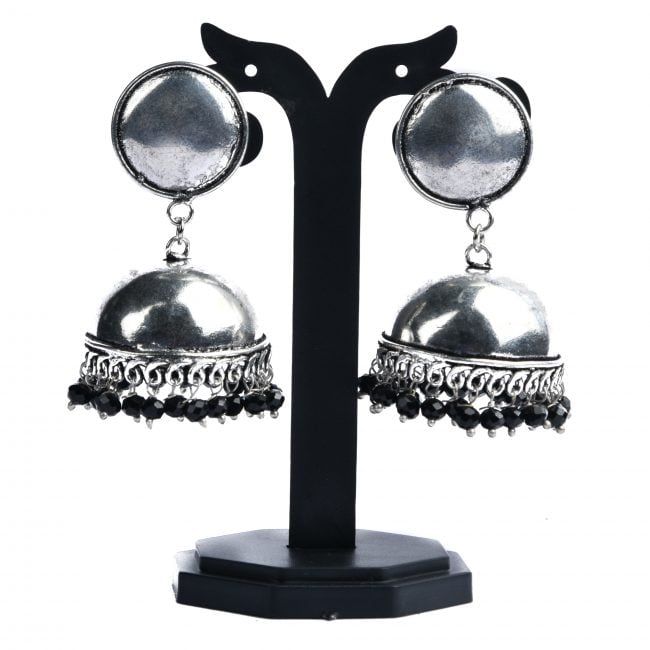 Tribes India Handcrafted Grey Metal Jhembo Jhumka Earring (MULTI-COLOR)