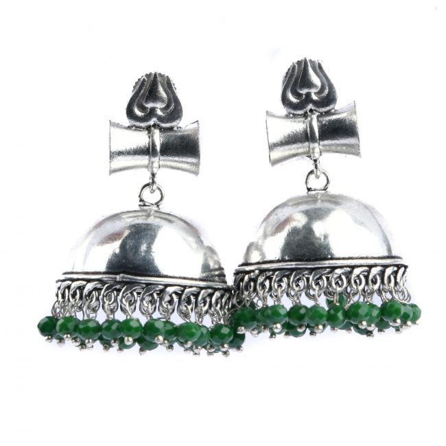 Tribes India Handcrafted Grey Metal Jhembo Jhumka Earring (MULTI-COLOR)
