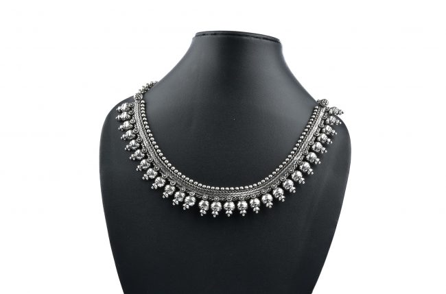 Tribes India Handcrafted Grey Metal Sheetwala Chowkad Necklace
