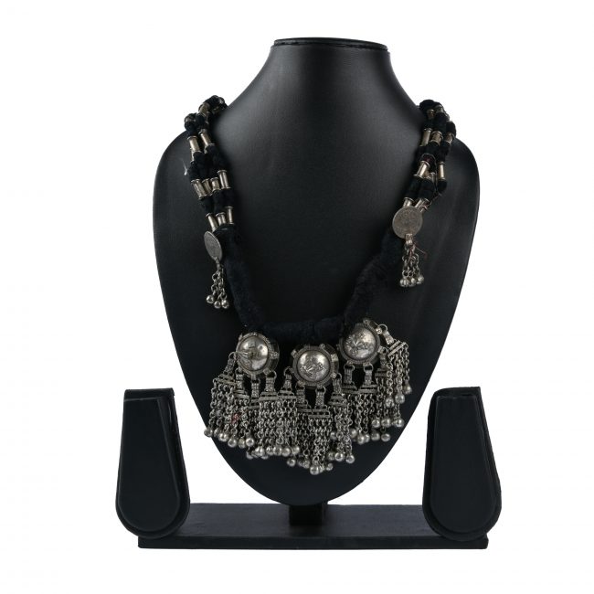 Tribes India Handcrafted Grey Metal 3D Ghogri Haar/Necklace